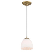 Golden Lighting Dorinda 6.5in 1-Light Pendant | Country Farmhouse Brushed Champagne Brass and Opal Glass | Kitchen Island | Model 6954-M1L BCB-OP