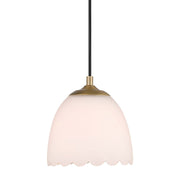 Golden Lighting Dorinda 6.5in 1-Light Pendant | Country Farmhouse Brushed Champagne Brass and Opal Glass | Kitchen Island | Model 6954-M1L BCB-OP