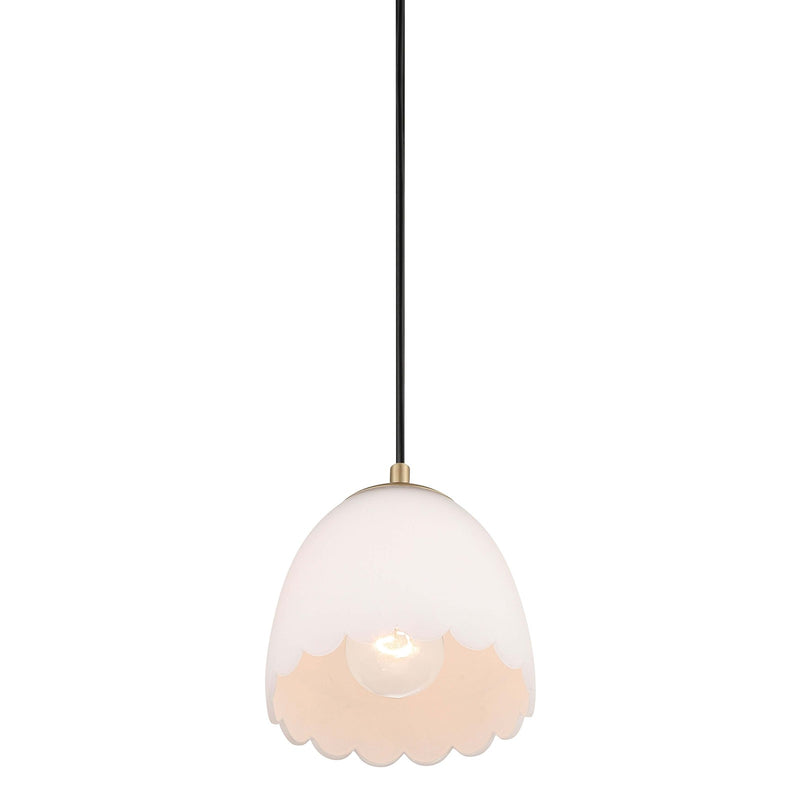 Golden Lighting Dorinda 6.5in 1-Light Pendant | Country Farmhouse Brushed Champagne Brass and Opal Glass | Kitchen Island | Model 6954-M1L BCB-OP
