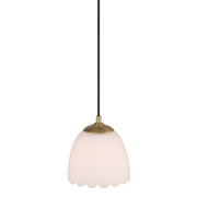 Golden Lighting Dorinda 6.5in 1-Light Pendant | Country Farmhouse Brushed Champagne Brass and Opal Glass | Kitchen Island | Model 6954-M1L BCB-OP