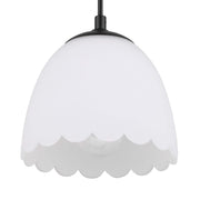 Golden Lighting Dorinda 6in 1-Light Pendant | Country Farmhouse Matte Black and Opal Glass | Kitchen Island & Dining Nook | Model 6954-M1L BLK-OP