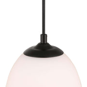 Golden Lighting Dorinda 6in 1-Light Pendant | Country Farmhouse Matte Black and Opal Glass | Kitchen Island & Dining Nook | Model 6954-M1L BLK-OP