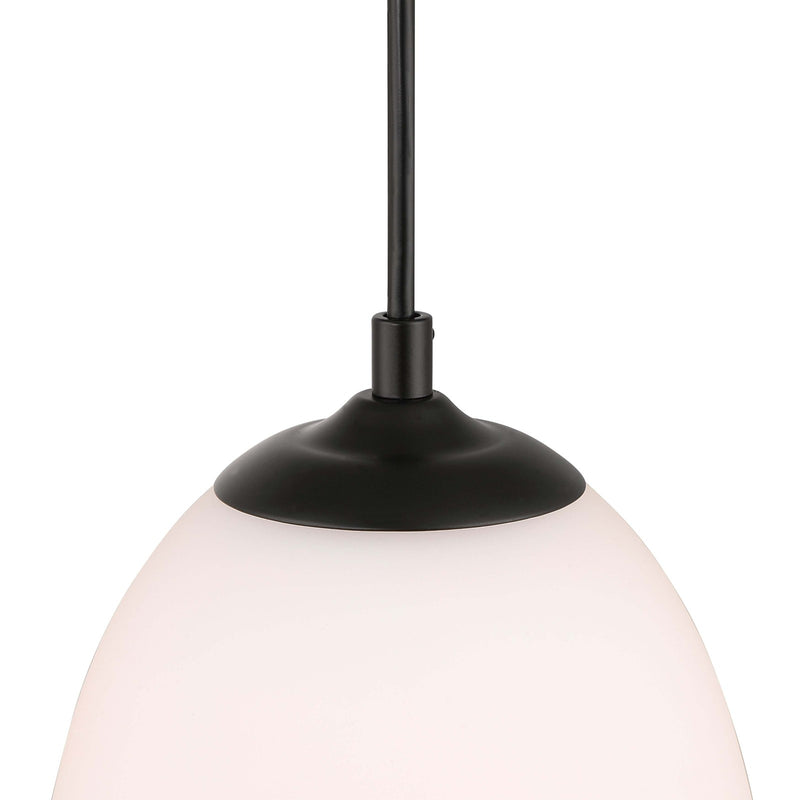 Golden Lighting Dorinda 6in 1-Light Pendant | Country Farmhouse Matte Black and Opal Glass | Kitchen Island & Dining Nook | Model 6954-M1L BLK-OP