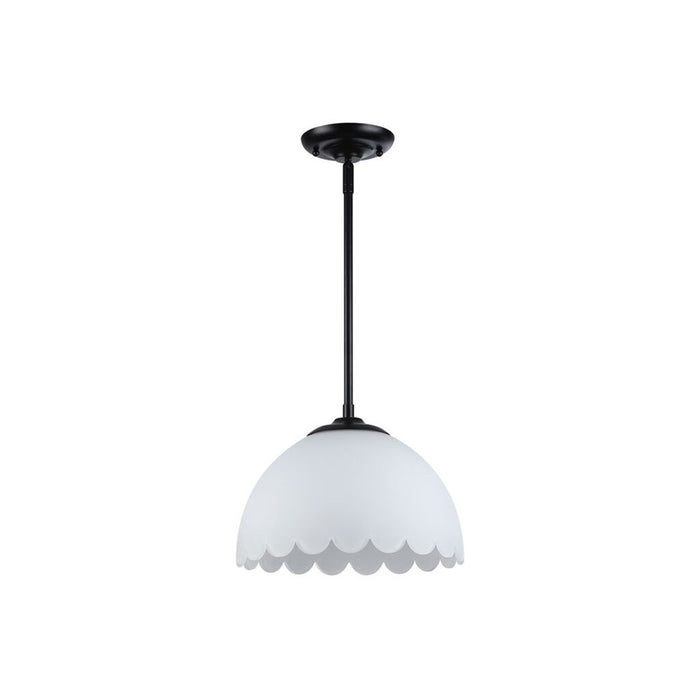 Golden Lighting Dorinda 1-Light Pendant, Matte Black/Opal Glass