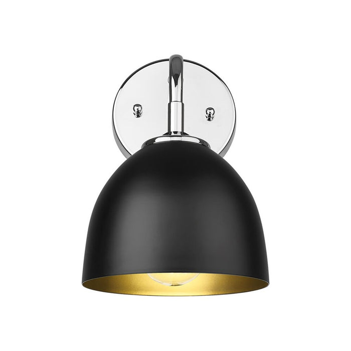 Golden Lighting Zoey 1-Light Wall Sconce, Chrome/Matte Black