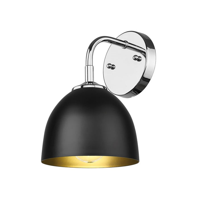 Golden Lighting Zoey 1-Light Wall Sconce, Chrome/Matte Black