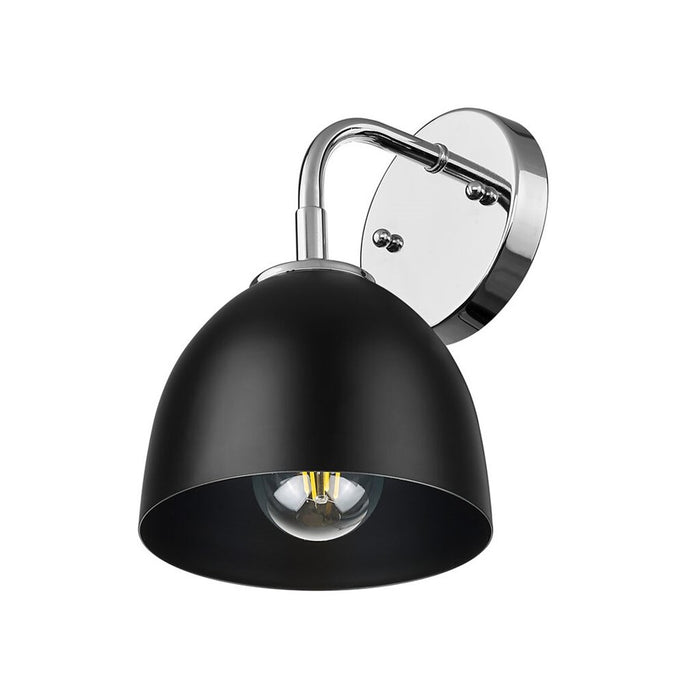 Golden Lighting Zoey 1-Light Wall Sconce, Chrome/Matte Black