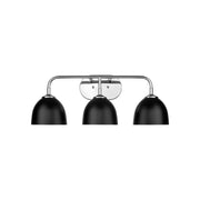 Golden Lighting Zoey 3-Light Vanity Light, Chrome/Matte Black - 6956-BA3CH-BLK