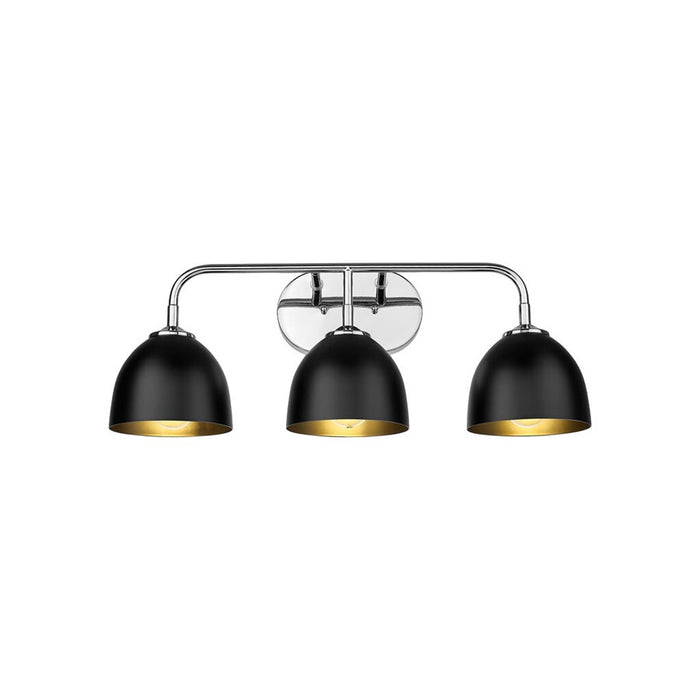 Golden Lighting Zoey 3-Light Vanity Light, Chrome/Matte Black