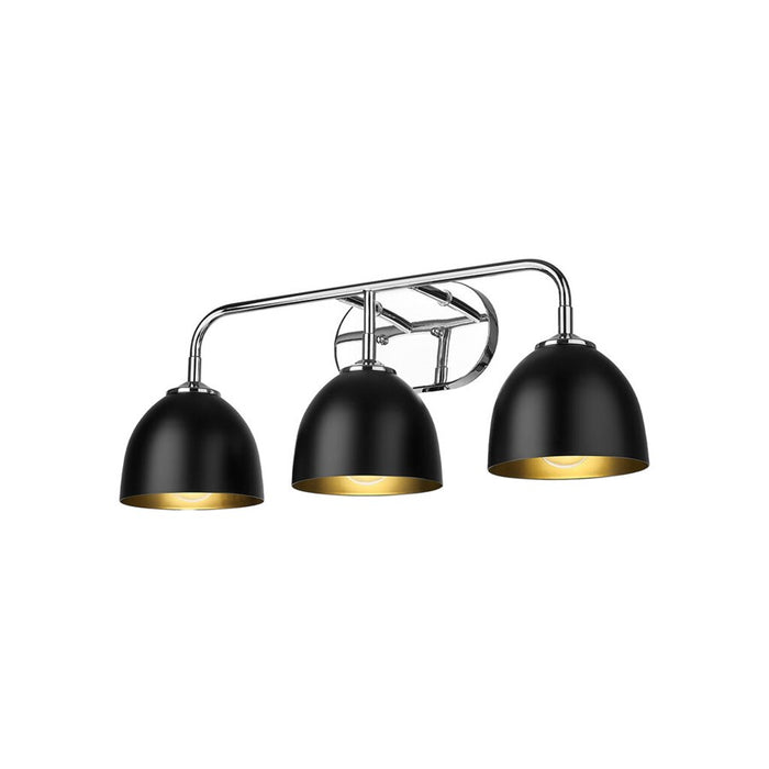 Golden Lighting Zoey 3-Light Vanity Light, Chrome/Matte Black