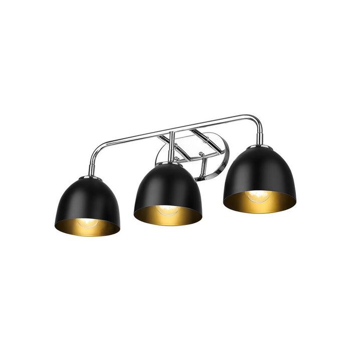 Golden Lighting Zoey 3-Light Vanity Light, Chrome/Matte Black