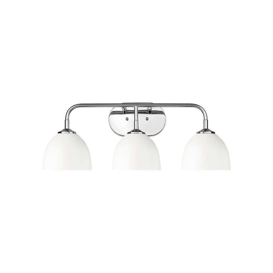 Golden Lighting Zoey 3-Light Vanity Light, Chrome/Matte White - 6956-BA3CH-WHT