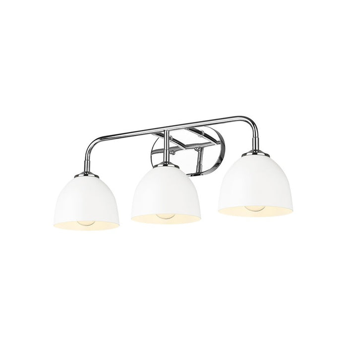 Golden Lighting Zoey 3-Light Vanity Light, Chrome/Matte White