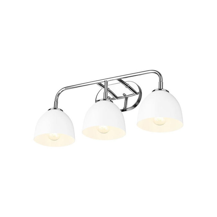 Golden Lighting Zoey 3-Light Vanity Light, Chrome/Matte White
