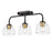 Golden Lighting Roxie 3 Light Semi-Flush, Black/Clear
