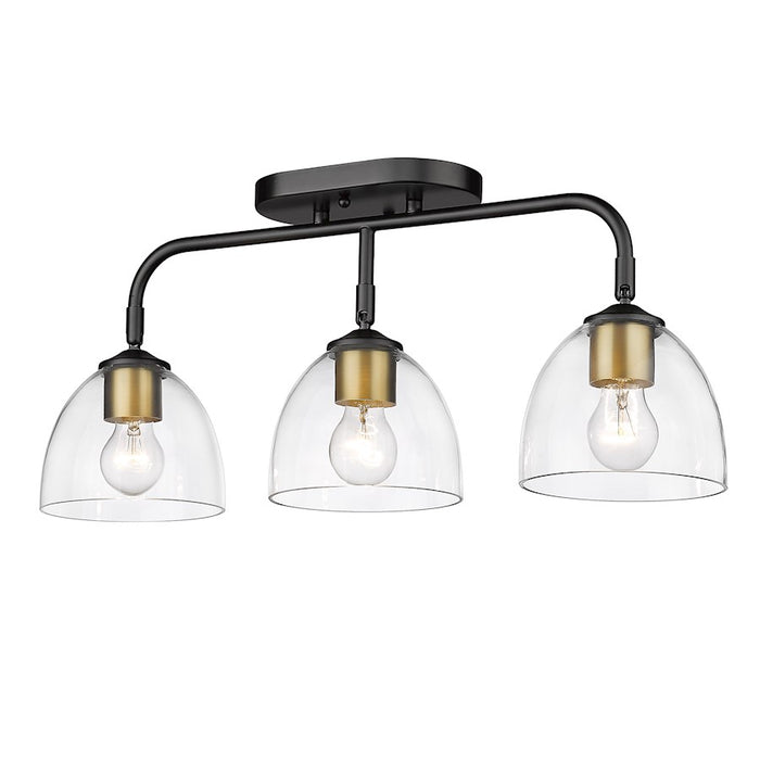 Golden Lighting Roxie 3 Light Semi-Flush, Black/Clear