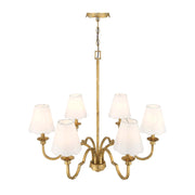 Golden Lighting Cheshire 31in 6-Light Chandelier | Traditional Vintage Gold and White Rayon Fabric | Dining Room & Foyer | Model 7008-6 VG-WY