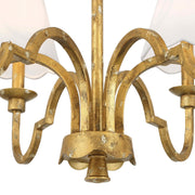 Golden Lighting Cheshire 31in 6-Light Chandelier | Traditional Vintage Gold and White Rayon Fabric | Dining Room & Foyer | Model 7008-6 VG-WY
