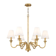 Golden Lighting Cheshire 31in 6-Light Chandelier | Traditional Vintage Gold and White Rayon Fabric | Dining Room & Foyer | Model 7008-6 VG-WY