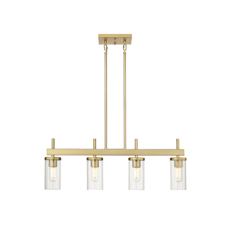 Golden Winslett 4-Light Linear Pendant, Bronze/Clear Glass