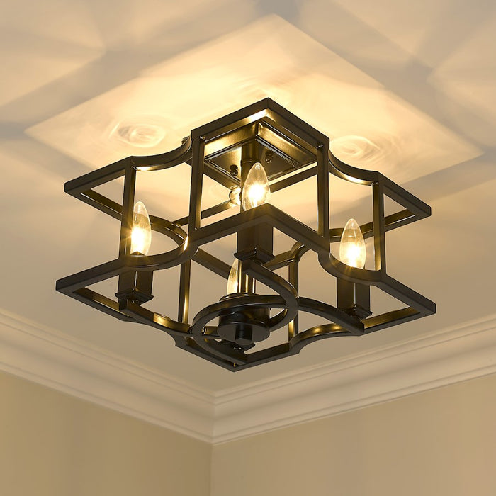 Golden Lighting Bellare Semi-Flush, Matte Black
