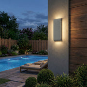 Golden Lighting Stela 16in 1-Light Outdoor Wall Light | Modern Gray Travertine Concrete | Entryway & Patio | 16 x 1.75 x 6.25 in | Model 7280-OWL16 GT