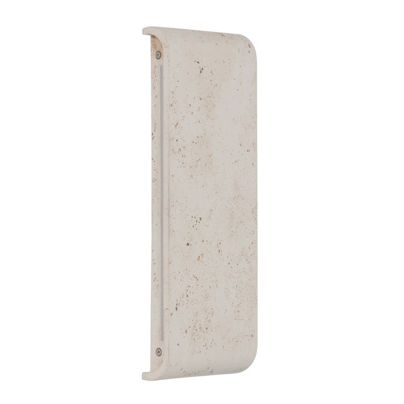 Golden Lighting Stela 16in Integrated LED Outdoor Wall Light | Modern White Travertine Concrete | Entryway & Patio | Model 7280-OWL16 WT