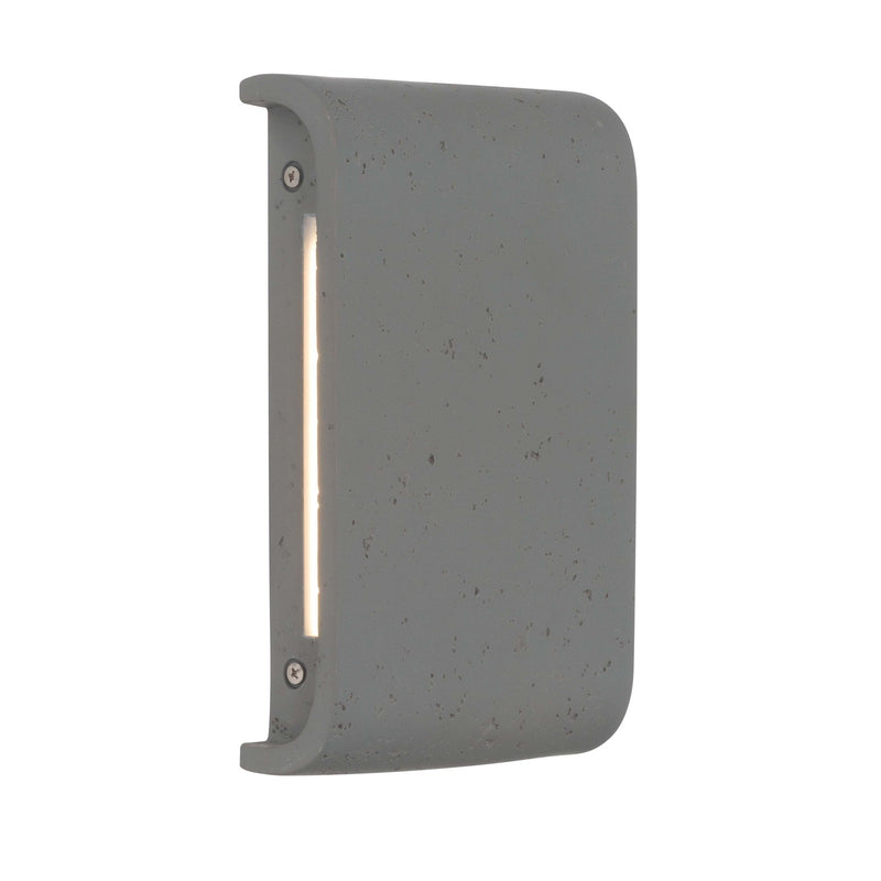 Golden Lighting Stela 9in Integrated LED Outdoor Wall Light | Modern Gray Travertine Concrete | Entryway & Patio | Model 7280-OWL9 GT