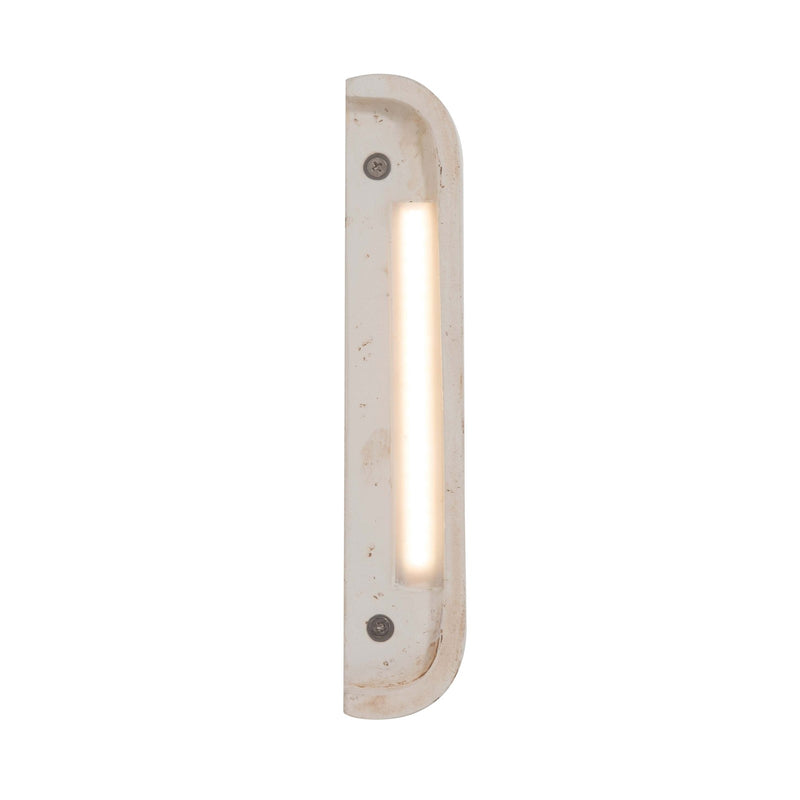 Golden Lighting Stela 9in Integrated LED Outdoor Wall Light | Modern White Travertine Concrete | Entryway & Patio | Model 7280-OWL9 WT