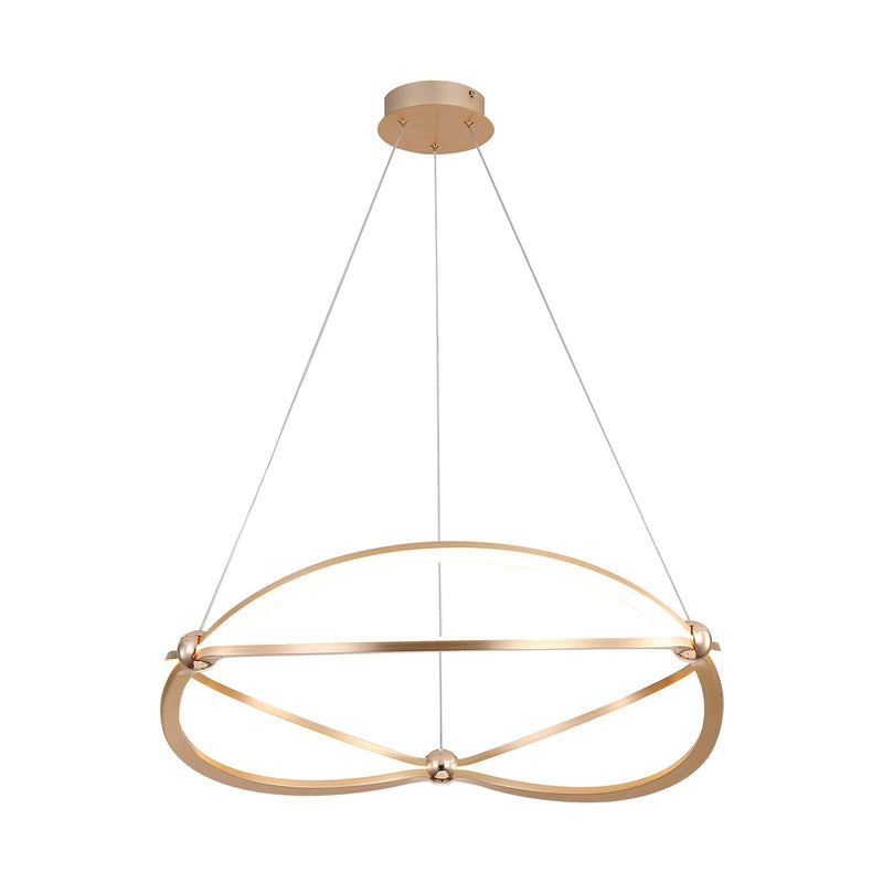 Golden Lighting Spirale 24in Integrated LED Chandelier | Modern Anodized Gold Aluminum and Steel | Dining Room & Foyer | Model 7916-24 AGL