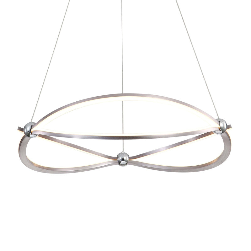 Golden Lighting Spirale 24in Integrated LED Chandelier | Modern Satin Nickel Aluminum and Steel | Dining Room & Foyer | Model 7916-24 SNC