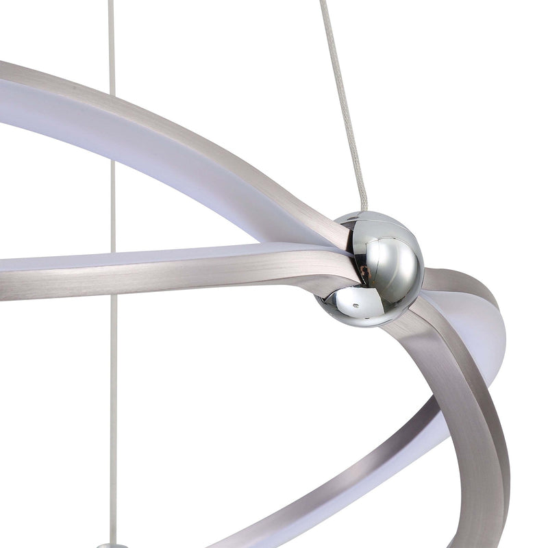 Golden Lighting Spirale 24in Integrated LED Chandelier | Modern Satin Nickel Aluminum and Steel | Dining Room & Foyer | Model 7916-24 SNC