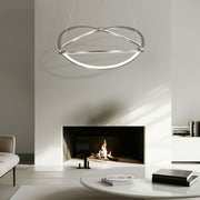 Golden Lighting Spirale 24in Integrated LED Chandelier | Modern Satin Nickel Aluminum and Steel | Dining Room & Foyer | Model 7916-24 SNC