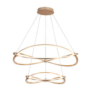 Golden Lighting Spirale 32in 2-Tier Integrated LED Chandelier | Modern Anodized Gold Aluminum and Steel | Dining Room & Foyer | Model 7916-32-19 AGL