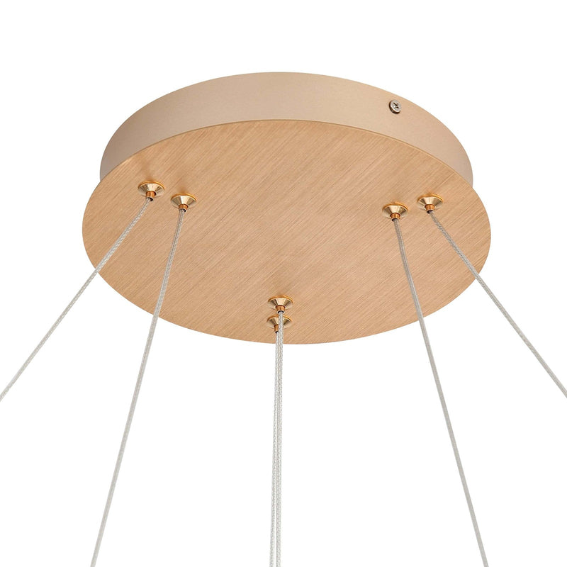 Golden Lighting Spirale 32in 2-Tier Integrated LED Chandelier | Modern Anodized Gold Aluminum and Steel | Dining Room & Foyer | Model 7916-32-19 AGL