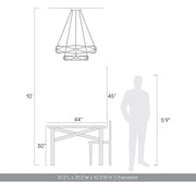 Golden Lighting Spirale 32in 2-Tier Integrated LED Chandelier | Modern Anodized Gold Aluminum and Steel | Dining Room & Foyer | Model 7916-32-19 AGL