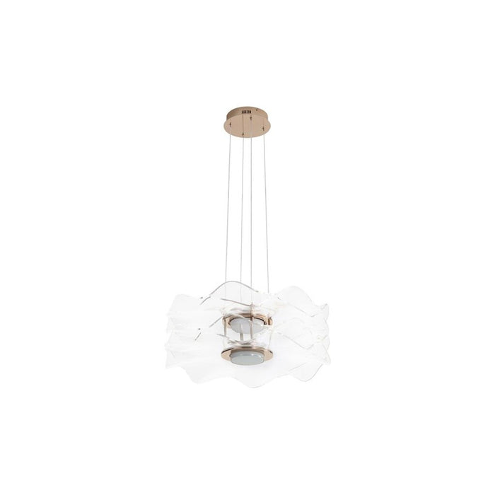 Golden Lighting Vetrina 2 Light Pendant, Light Gold/Clear Glass