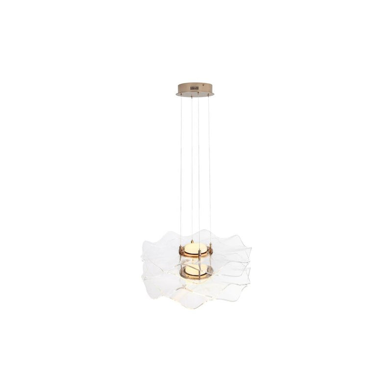 Golden Lighting Vetrina 2 Light Pendant, Light Gold/Clear Glass