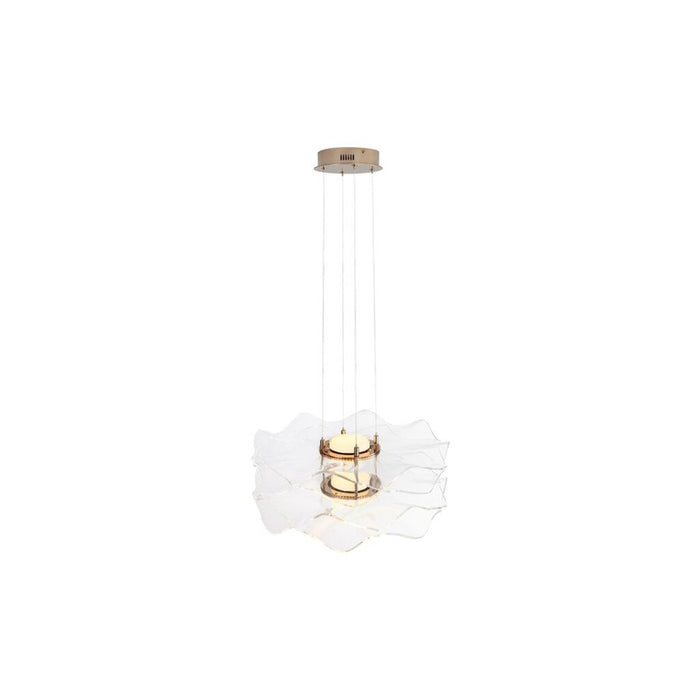 Golden Lighting Vetrina 2 Light Pendant, Light Gold/Clear Glass