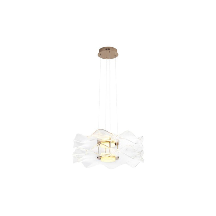 Golden Lighting Vetrina 2 Light Pendant, Light Gold/Clear Glass
