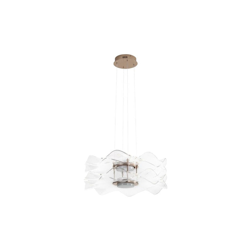 Golden Lighting Vetrina 2 Light Pendant, Light Gold/Clear Glass