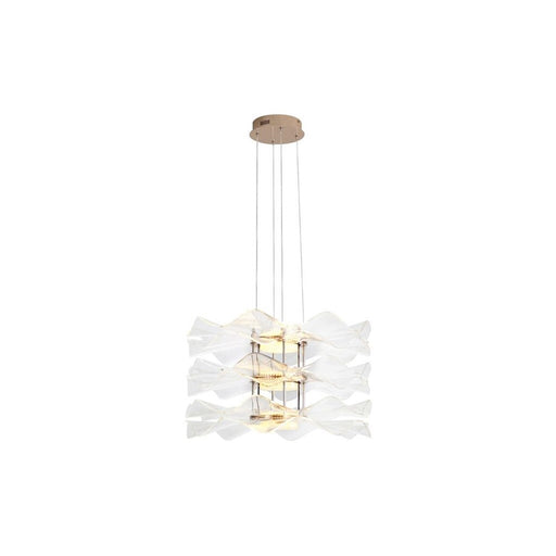 Golden Lighting Vetrina 3 Light Pendant, Light Gold/Clear Glass