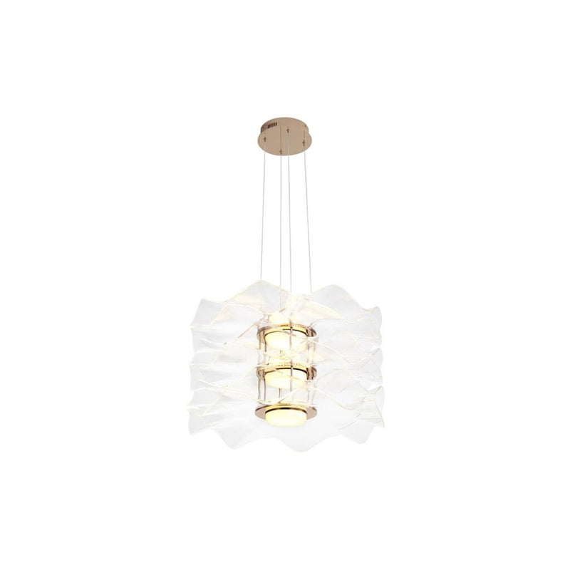 Golden Lighting Vetrina 3 Light Pendant, Light Gold/Clear Glass