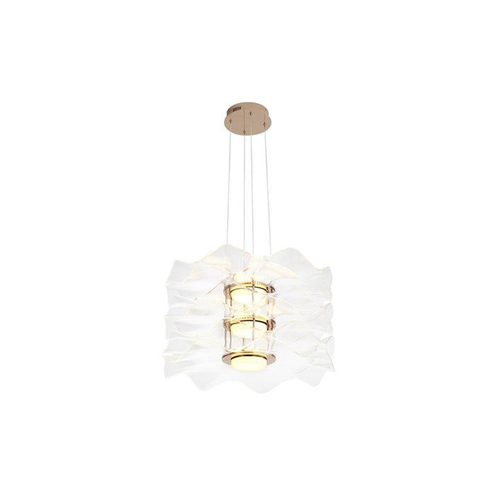 Golden Lighting Vetrina 3 Light Pendant, Light Gold/Clear Glass