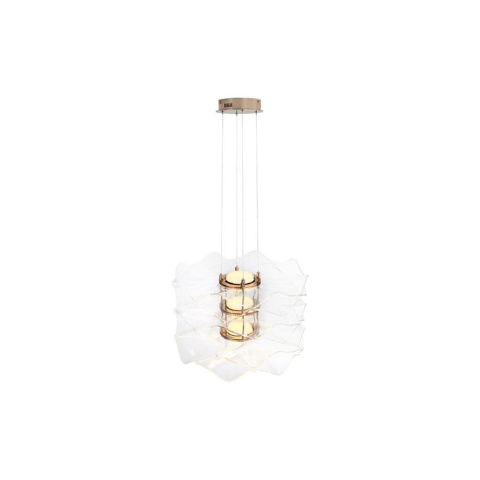 Golden Lighting Vetrina 3 Light Pendant, Light Gold/Clear Glass