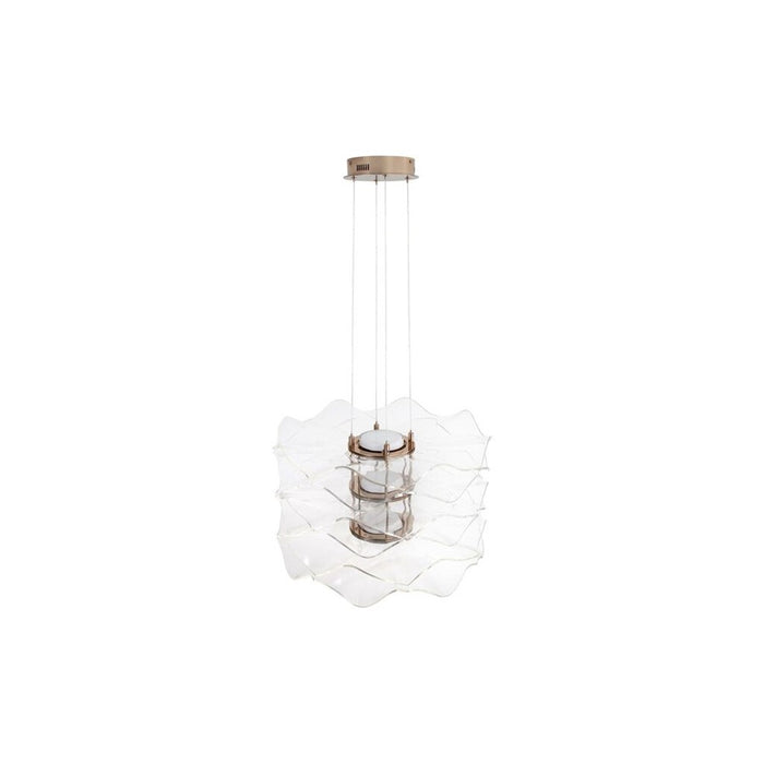 Golden Lighting Vetrina 3 Light Pendant, Light Gold/Clear Glass