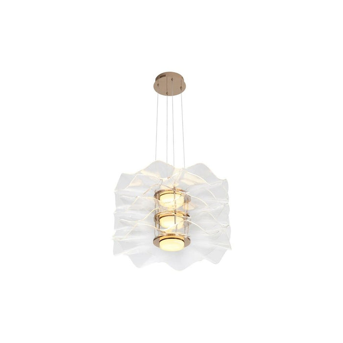 Golden Lighting Vetrina 3 Light Pendant, Light Gold/Clear Glass