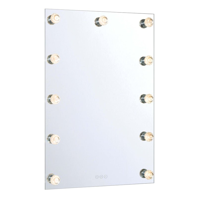 Golden Lighting Starlight 24in LED Lighted Mirror | Modern Matte White and Cut Crystal | Bathroom & Dressing Room Vanity | Model 8195-24M WHT-C