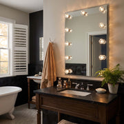 Golden Lighting Starlight 24in LED Lighted Mirror | Modern Matte White and Cut Crystal | Bathroom & Dressing Room Vanity | Model 8195-24M WHT-C