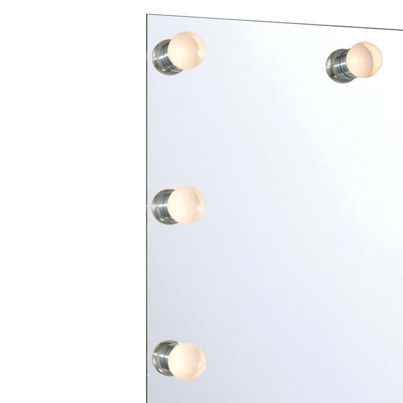 Golden Lighting StarLight 30in Lighted Mirror | Modern Matte White Steel with Clear Acrylic Globe | Bathroom & Vanity | Model 8195-30M WHT-A